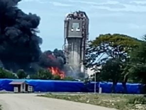 Bekas Pabrik PT AAF di Aceh Utara Terbakar