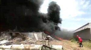 Bekas Pabrik PT AAF di Aceh Utara Terbakar