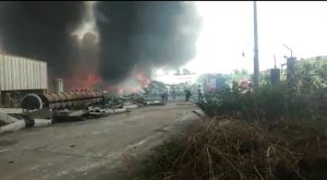 Bekas Pabrik PT AAF di Aceh Utara Terbakar