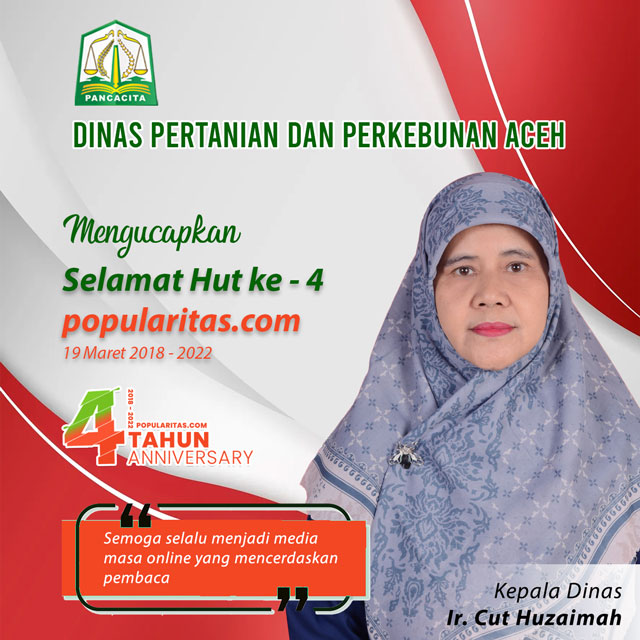 Ucapan Hut Popularitas ke 4 – Distanbun Aceh